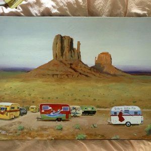 Boho Southwest Camper Desert Canvas Painting